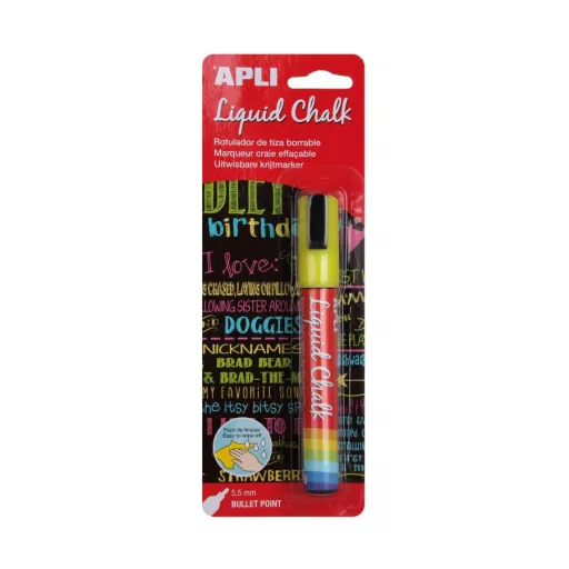 Marcador de Giz Líquido Ponta Redonda 5,5 mm Amarelo - Apli