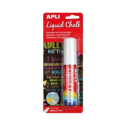 Marcador de Giz Líquido Ponta Paralela 10 x 15 mm Branco – Apli