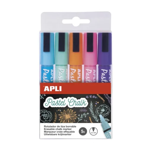 Marcadores de Giz Líquido 5,5 mm Ponta Redonda Cores Terra (Pack 5 Un.) – Apli