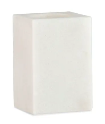 Porta Escova de Dentes Mármore Branco 7x7x10.5 cm