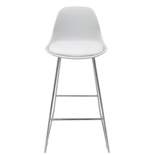 Banco de Bar TOWER FIBB, Epóxi Branco, Assento e Estofado Branco