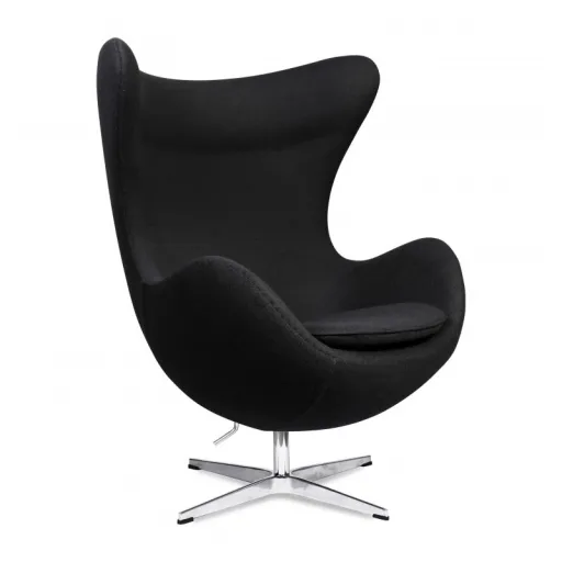 Poltrona Eg Fibra De Vidro Basculante Tecido Cachemir Preto