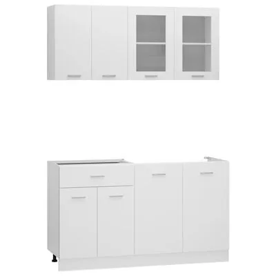 Conjunto de Armários de Cozinha Contraplacado Branco