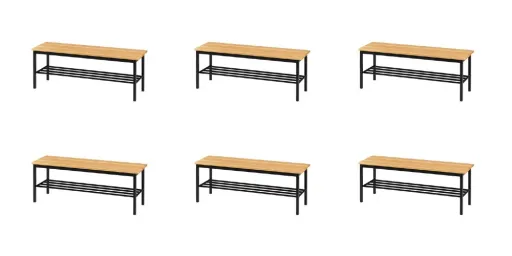 Pack 6 Banco Corrido 1600x400x450 mm 622 - Riva