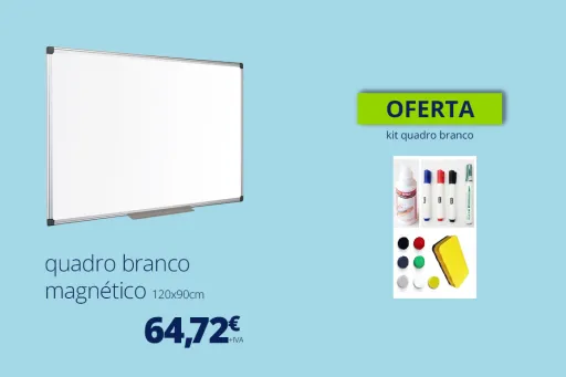 Pack Quadro Branco 90x120cm + Kit de Escrita e Manutenção - Riva