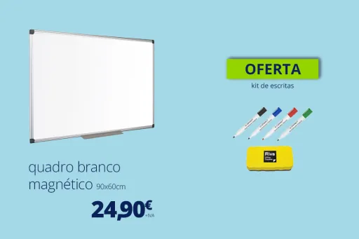 Pack Quadro Branco 60x90cm + Kit de Escrita - Riva