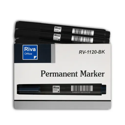  Marcador Permanente RIVA Preto – Pack 10 Unidades
