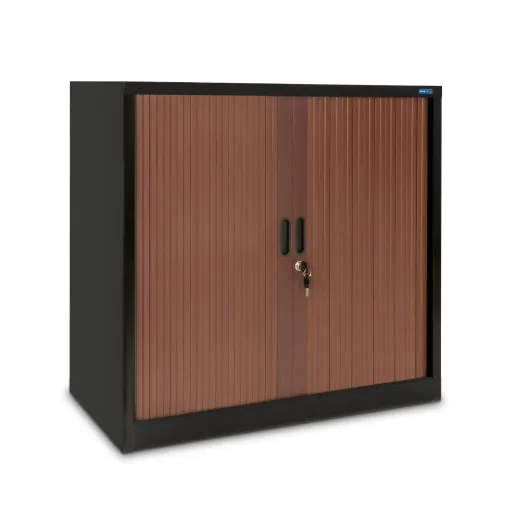 Armário de Persiana 800x800x420mm Preto e Cerejeira 