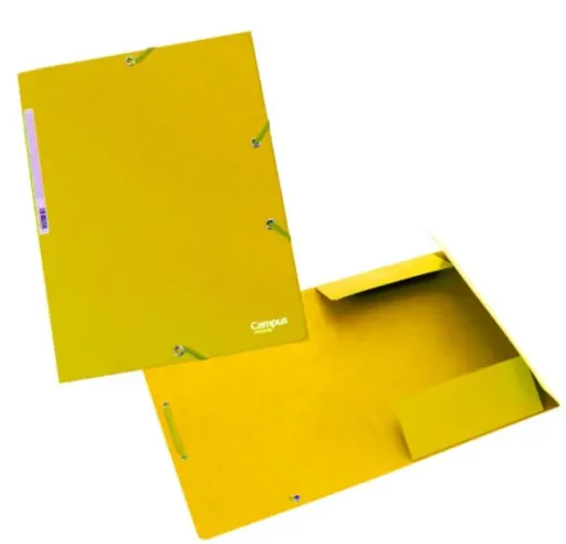 Pasta Campus University A4+ com Abas de Borracha e Papelão Amarelo