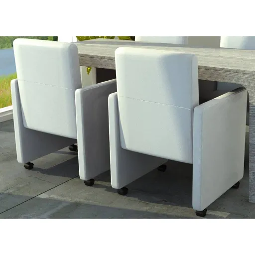 Cadeiras de Jantar   Couro Artificial Branco (2 pcs)