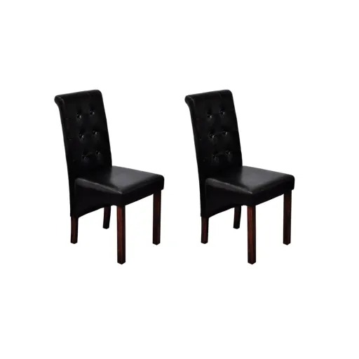 Cadeiras de Jantar   Couro Artificial Preto (2 pcs)