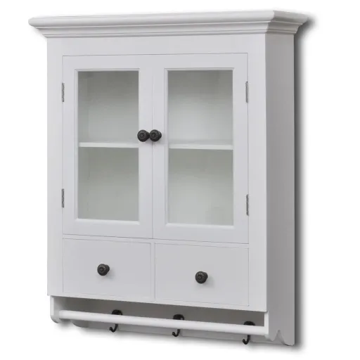 Armário de Parede para Cozinha com Porta de Vidro Branco