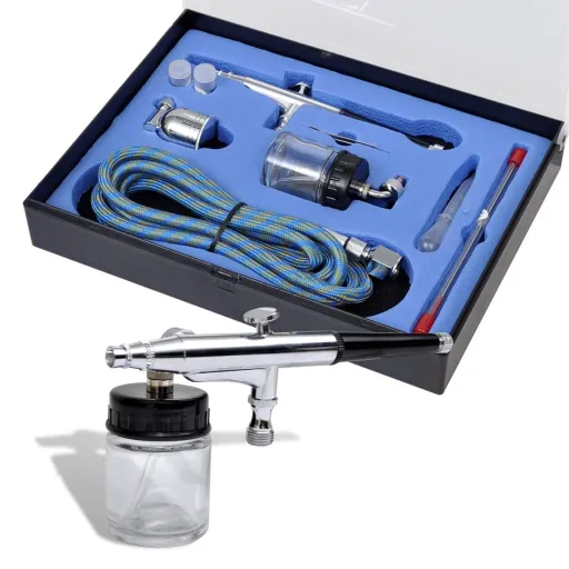 Conjunto de Aerografia com Frasco de Vidro e Bocais 0,2 / 0,3 / 0,5 mm
