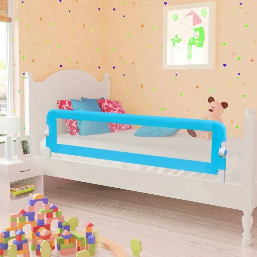 Toddler Barra de Segurança para Cama 150 x 42 cm Azul