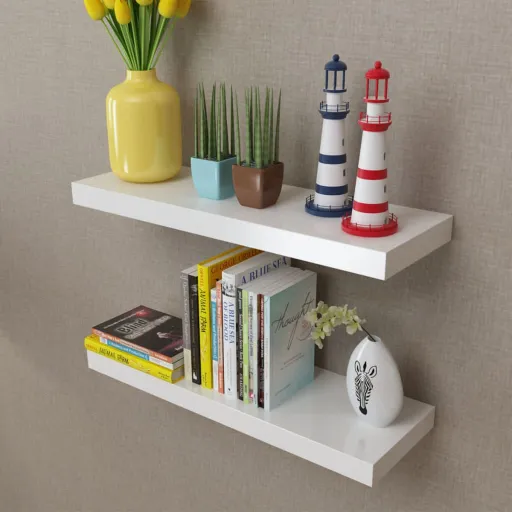 Prateleiras de Parede para Livros/DVD MDF Branco