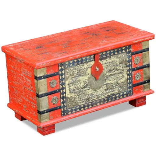 Arca Arrumos Madeira de Mangueira 80x40x45 cm Vermelho