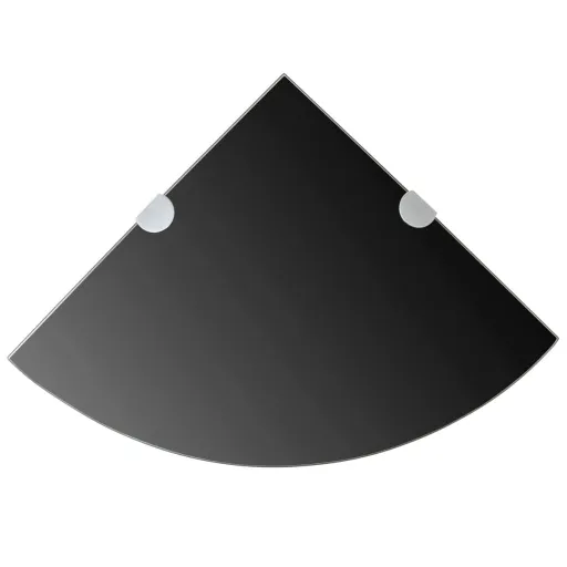 Prateleira Canto, Suportes Cromados, Vidro Preto 35x35cm