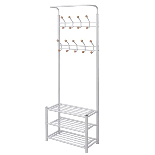 Suporte para Roupas com Sapateira 68x32x182,5 cm Branco