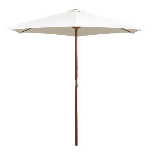Guarda-Sol com Mastro em Madeira 270x270 cm Branco Nata