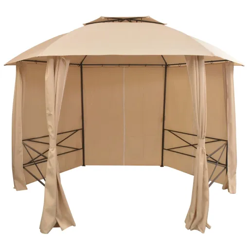 Tenda de Jardim com Cortinas Hexagonal 360x265 cm