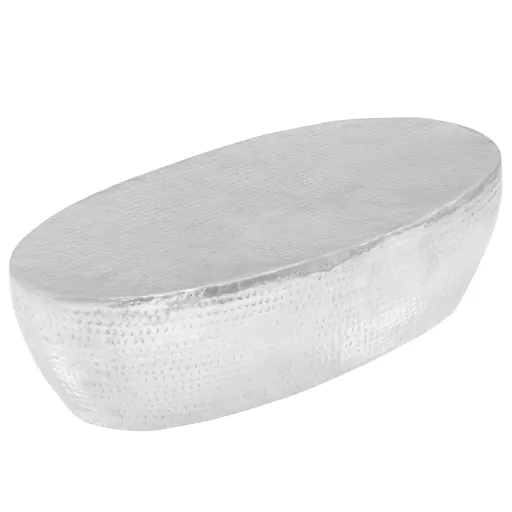 Mesa de Centro Martelada 100x50x28 cm Prateado