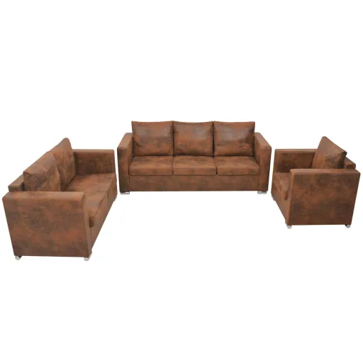 Conjunto de Sofás   Camurça Sintética (3 pcs)