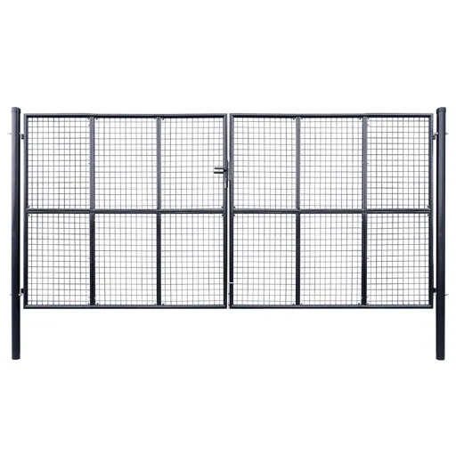 Portão de Jardim em Tela de Aço Galvanizado 400x200 cm Cinza