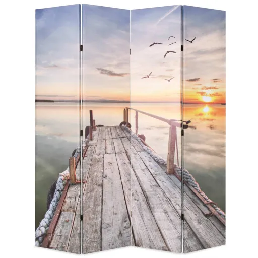 Biombo Dobrável com Estampa de Lago 160x170 cm
