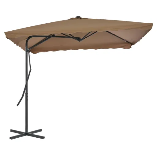 Guarda-Sol Exterior c/ Poste em Aço 250x250cm Cinza-Acastanhado