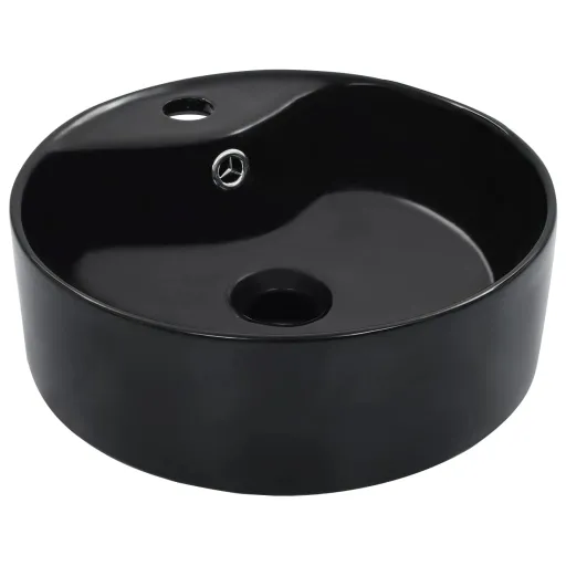 Lavatório com Extravasamento 36x13 cm Cerâmica Preto