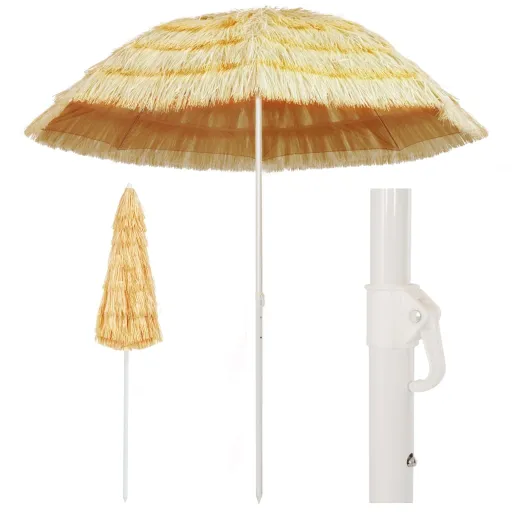 Guarda-Sol de Praia Natural 240 cm Estilo Havaiano