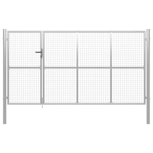 Portão de Jardim 350x150 cm Aço Prateado
