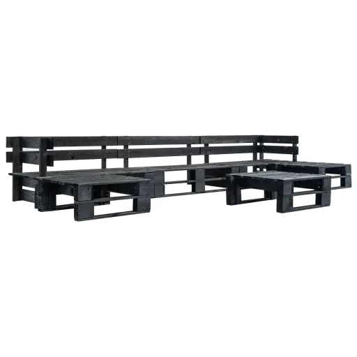 Sofás de Paletes para Jardim   Madeira Preto (6 pcs)