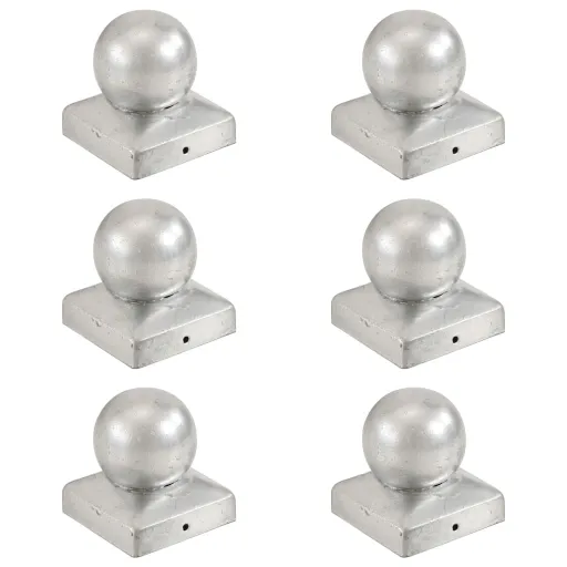 Tampas Globo p/ Postes Vedação   Metal Galvanizado 71x71mm (6 pcs)