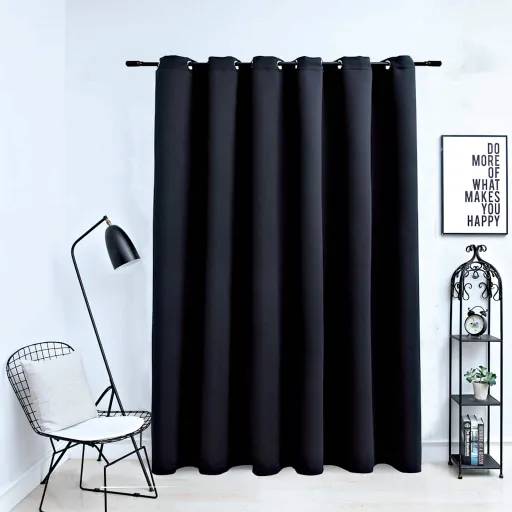 Cortina Blackout com Argolas em Metal 290x245 cm Preto