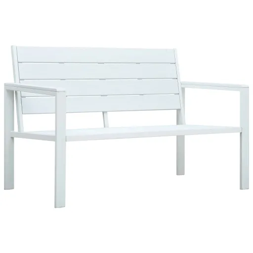 Banco de Jardim 120 cm PEAD Aspeto de Madeira Branco