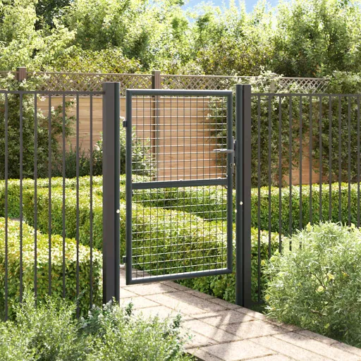 Portão de Jardim em Tela de Aço Galvanizado 100x125 cm Cinza