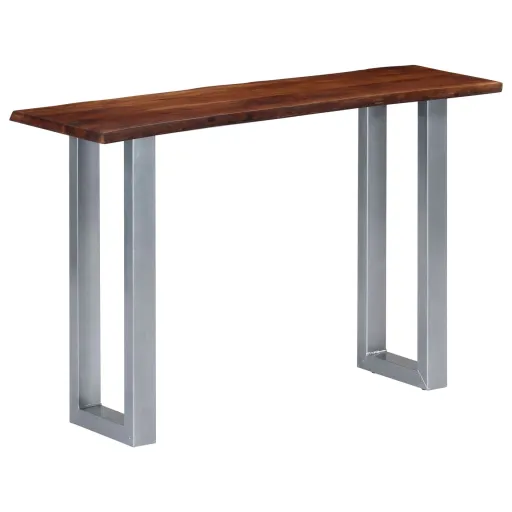 Mesa Consola 115x35x76 cm Madeira de Acácia Maciça e Ferro