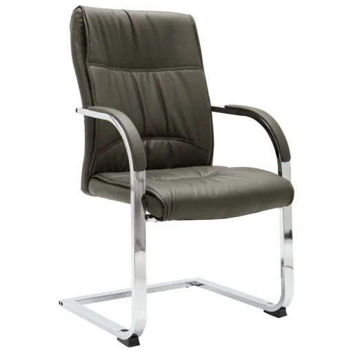 Cadeira de Escritório Cantilever em Couro Artificial Cinzento