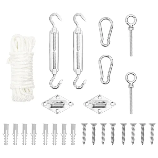 Conjunto Acessórios p/ para-Sol Vela Aço Inoxidável (9 pcs)