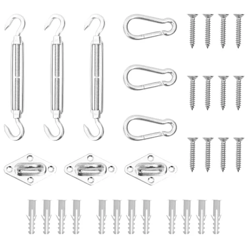 Conjunto Acessórios p/ para-Sol Vela Aço Inoxidável (9 pcs)