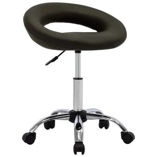 Cadeira de Trabalho com Rodas Couro Artificial Castanho