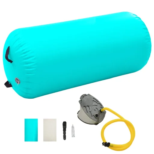 Rolo de Ginástica/Yoga Insuflável com Bomba 120x90 cm PVC Verde
