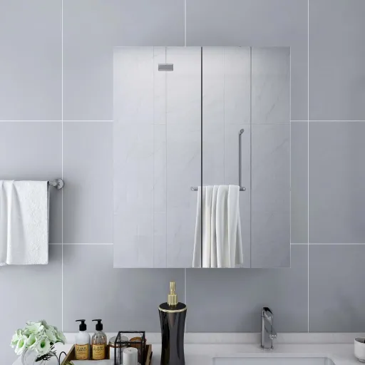 Armário Espelhado para Casa de Banho 60x15x75 cm MDF Branco