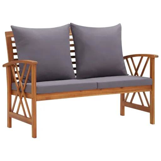 Banco de Jardim c/ Almofadões 119 cm Madeira de Acácia Maciça