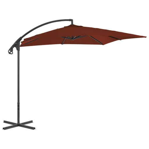 Guarda-Sol Jardim Cantilever c/ Poste Aço 250x250 cm Terracota