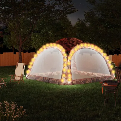 Tenda Festas LED e 4 Paredes Laterais 3,6x3,6x2,3 m Camuflagem