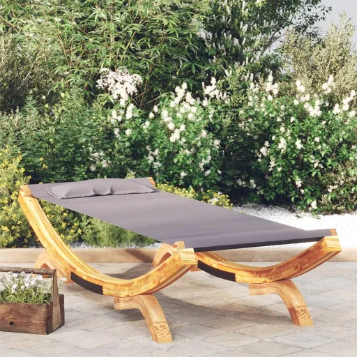 Espreguiçadeira Exterior 100x188,5x44cm Madeira Curva Antracite