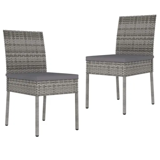 Cadeiras de Jantar para Jardim   Vime PE Cinzento (2 pcs)