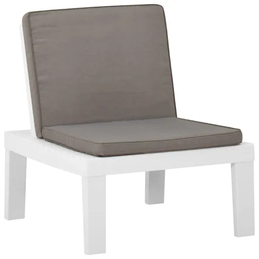 Cadeira Lounge de Jardim com Almofadão Plástico Branco